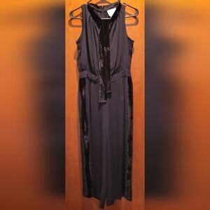 Kate Spade New York Black Sleeveless Bowtie-Neck Velvet Romper Jumpsuit Sz 6